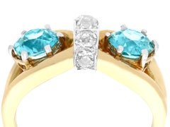 1930's 4.57 Carat High Zircon and Diamond Gold Cocktail Ring