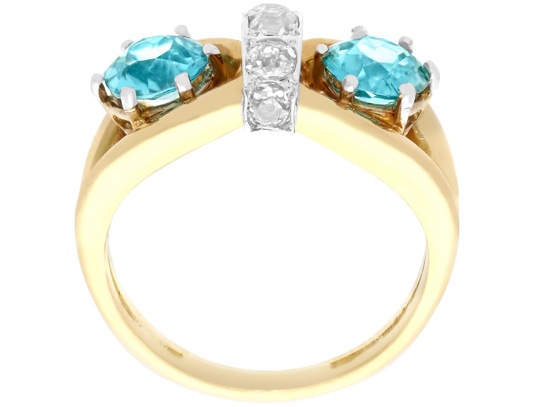 1930's 4.57 Carat High Zircon and Diamond Gold Cocktail Ring In Excellent Condition For Sale In Jesmond, Newcastle Upon Tyne