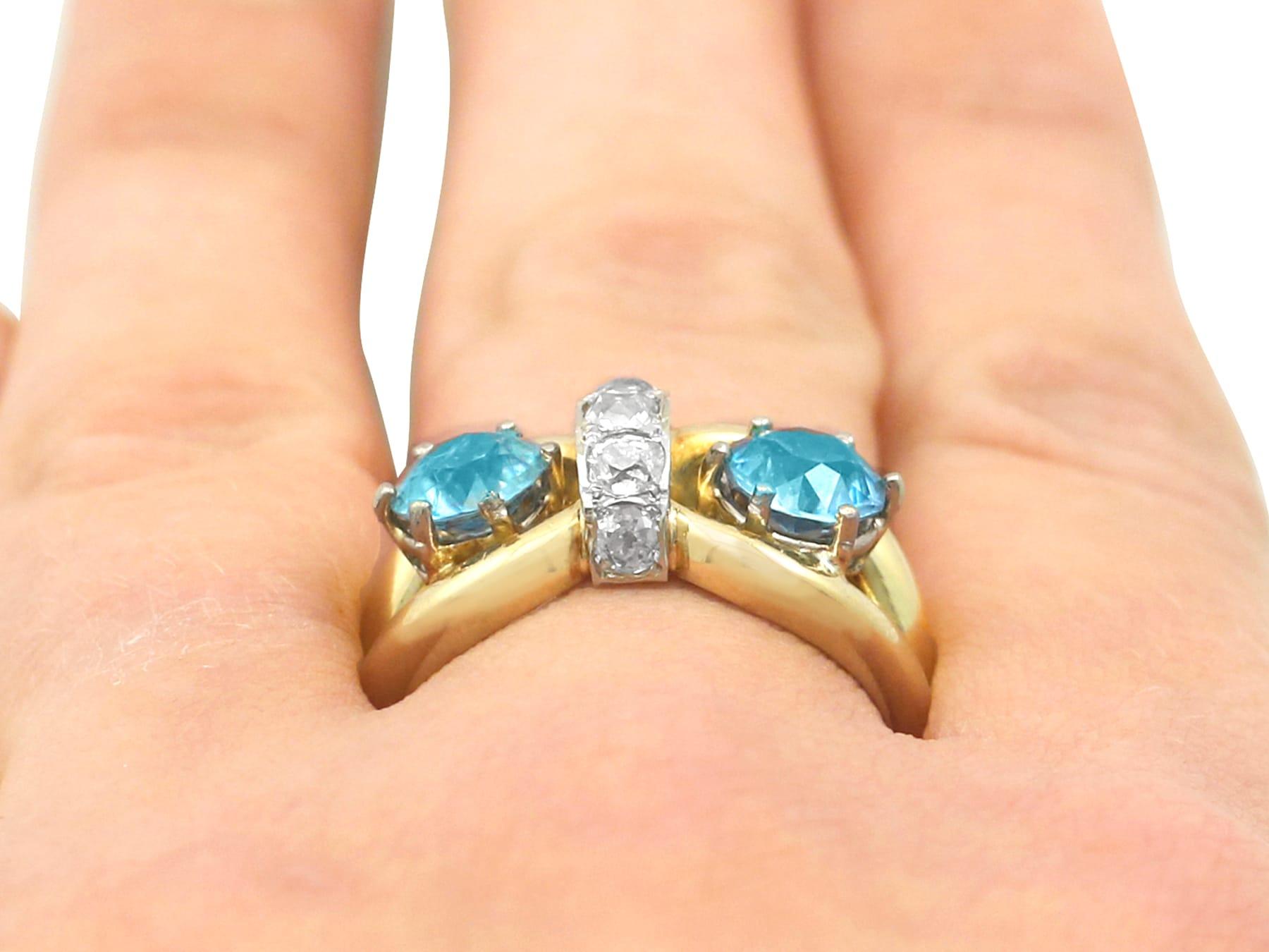 1930's 4.57 Carat High Zircon and Diamond Gold Cocktail Ring For Sale 2