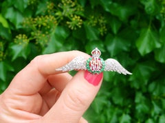 1935 Antique Diamond and Enamel White Gold RAF Sweetheart Brooch