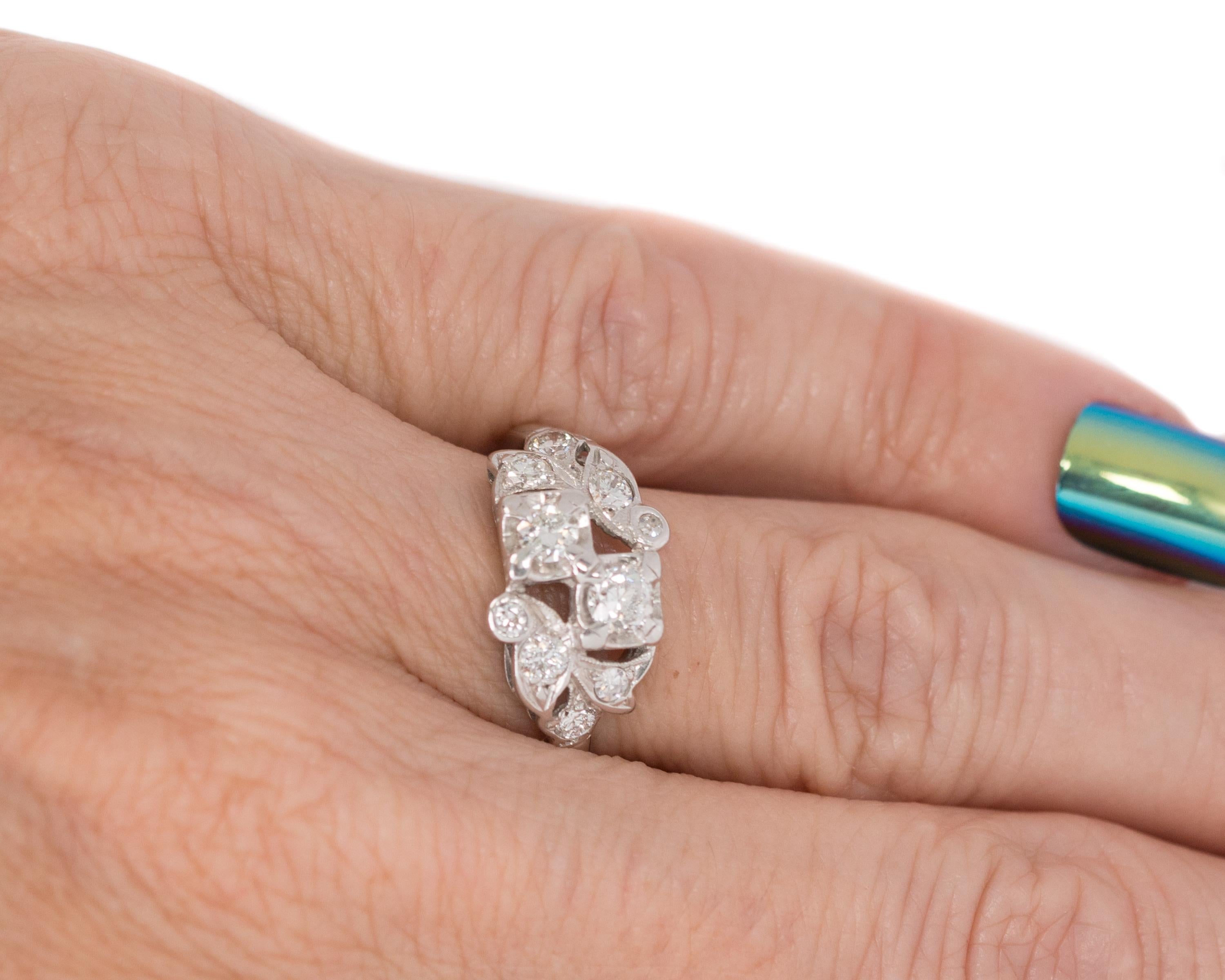 1935 Art Deco 0.50 Carat Total Weight Diamond, 14 Karat White Gold Ring 5