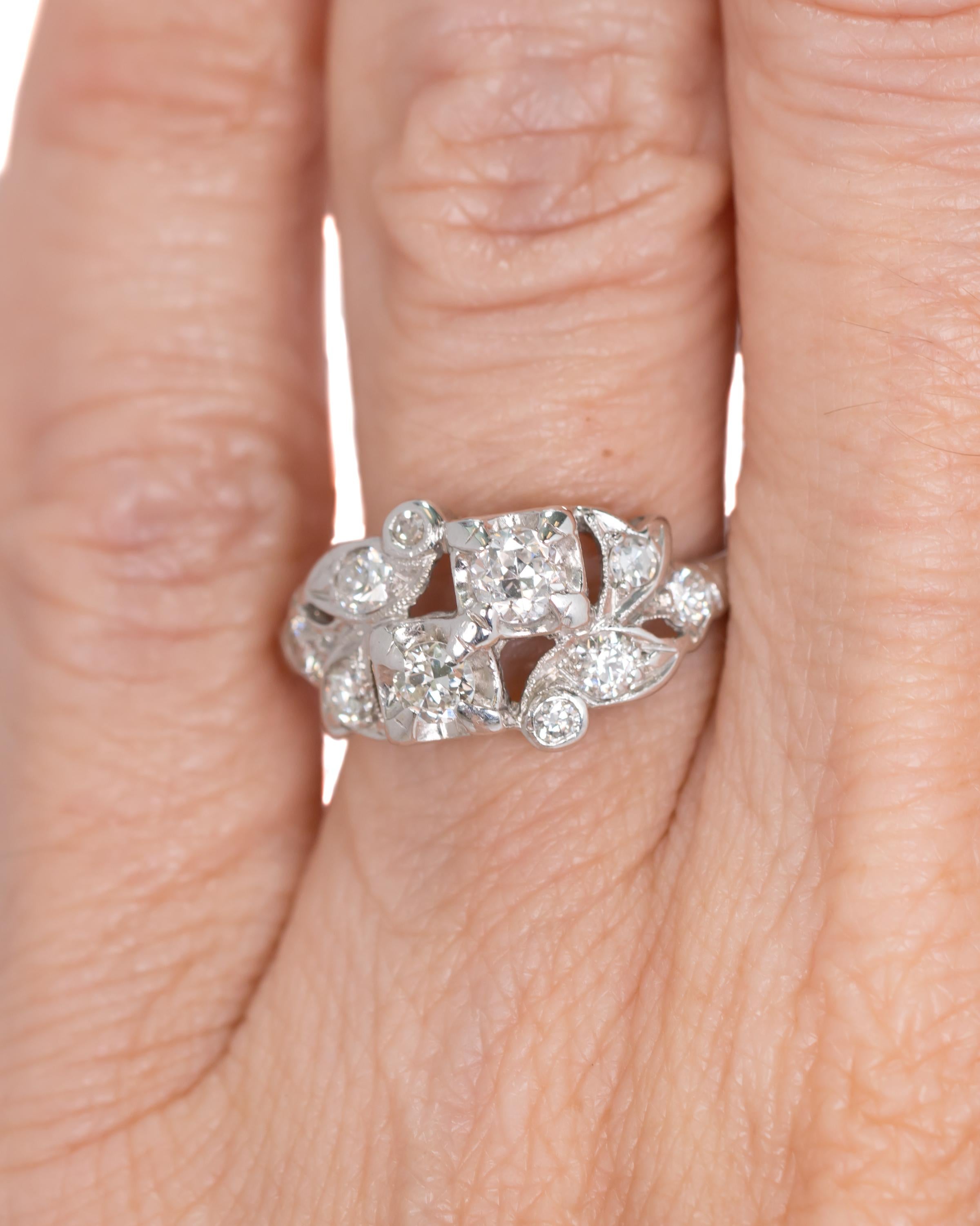 1935 Art Deco 0.50 Carat Total Weight Diamond, 14 Karat White Gold Ring 6