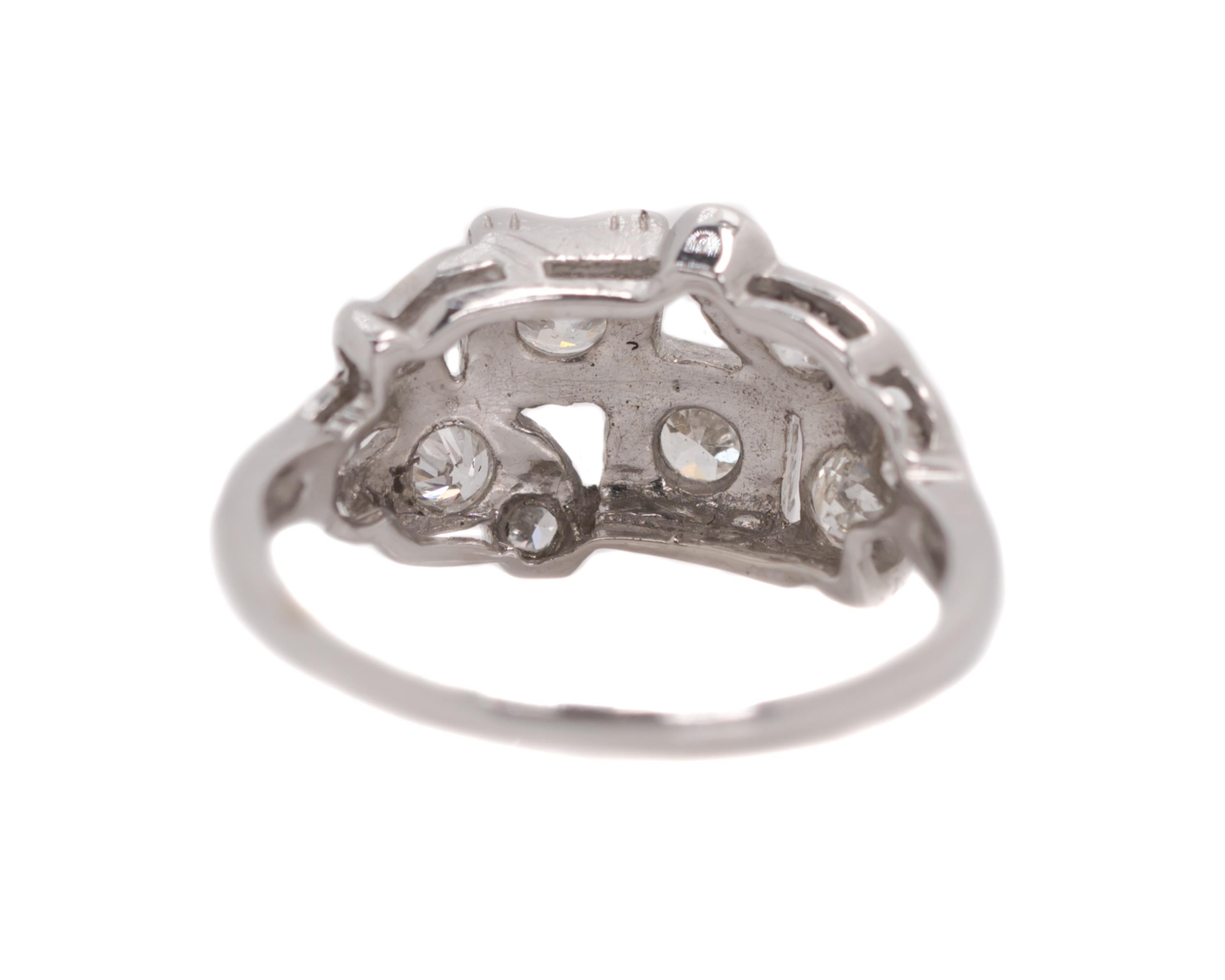 1935 Art Deco 0.50 Carat Total Weight Diamond, 14 Karat White Gold Ring In Good Condition In Hicksville, NY