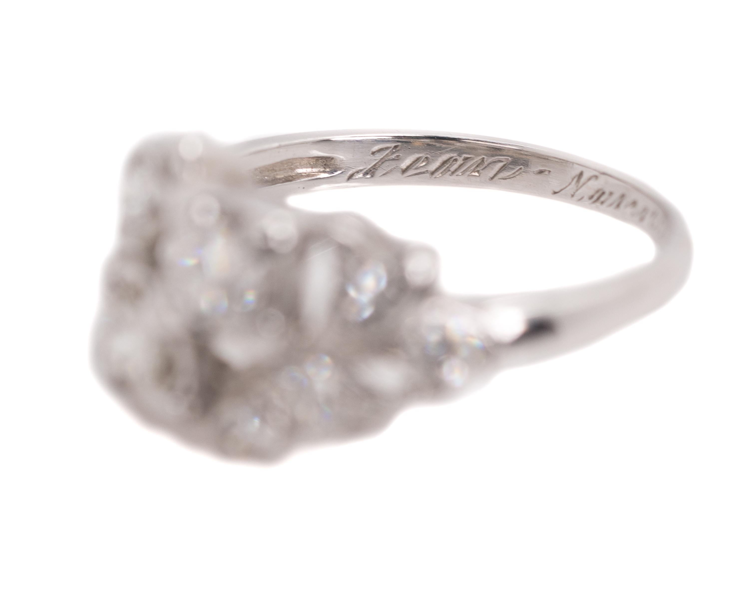 1935 Art Deco 0.50 Carat Total Weight Diamond, 14 Karat White Gold Ring 2
