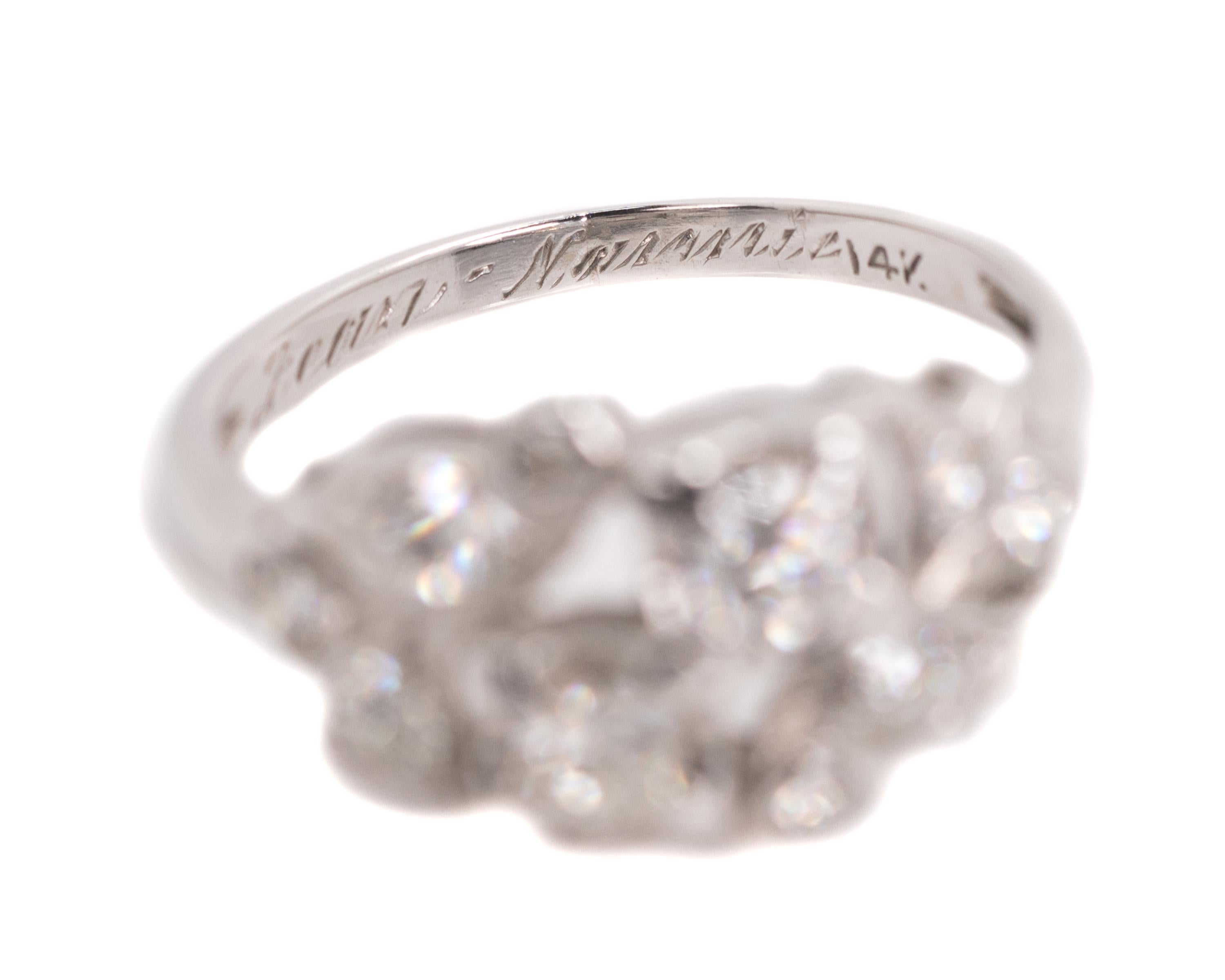 1935 Art Deco 0.50 Carat Total Weight Diamond, 14 Karat White Gold Ring 3