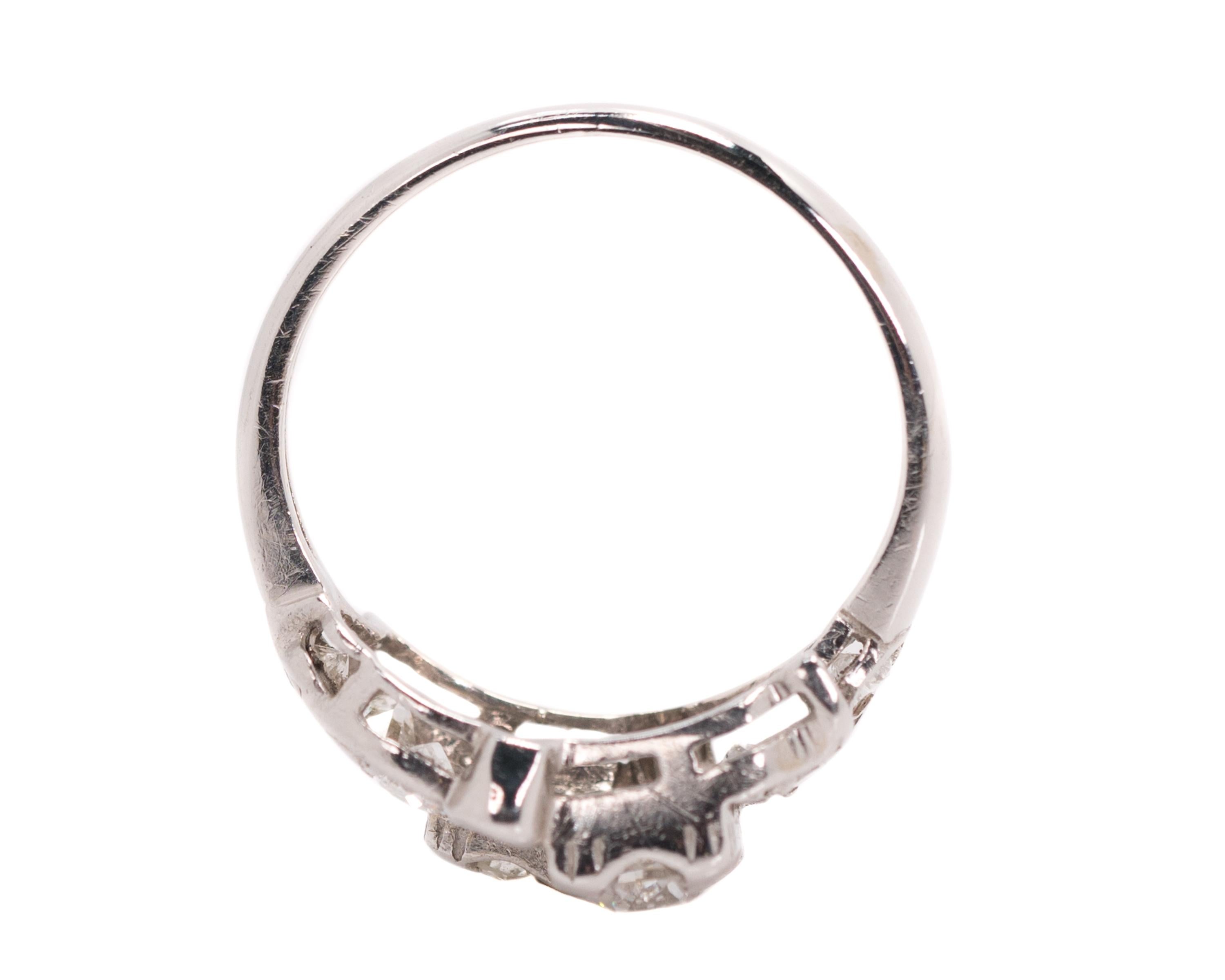 1935 Art Deco 0.50 Carat Total Weight Diamond, 14 Karat White Gold Ring 4
