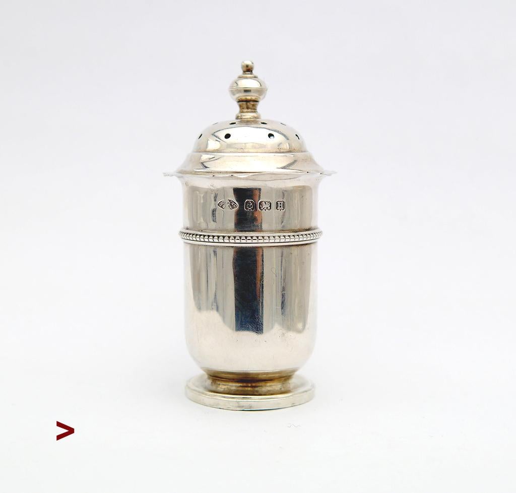 British Art Deco period Sterling Silver Spice Caster.

British hallmarks : A BROS LTD, Adie Brothers Ltd,city of Birmingham,specific letter 