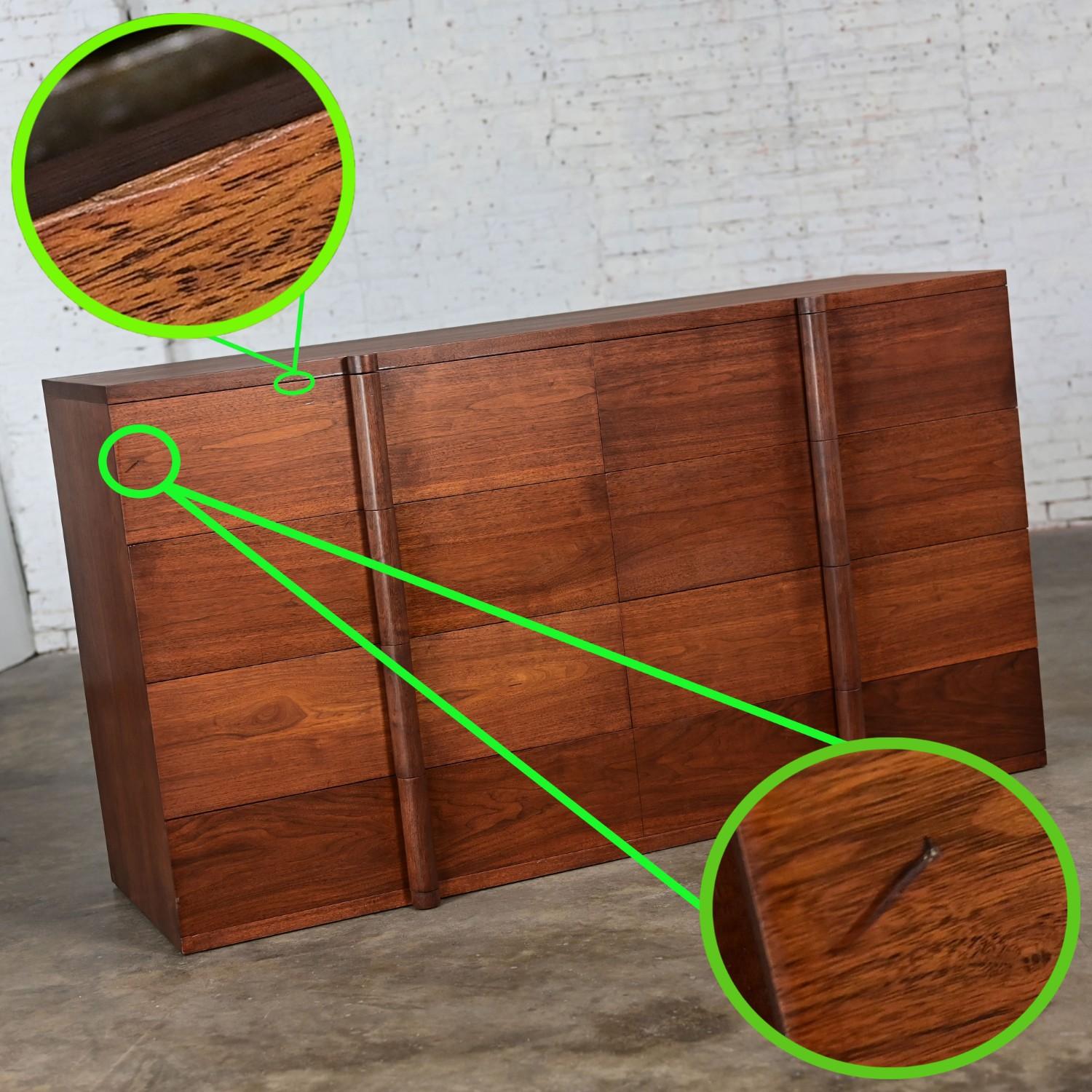 1935 Art Deco Monumental Dresser Sideboard or Chest of Drawers Solid Walnut 12