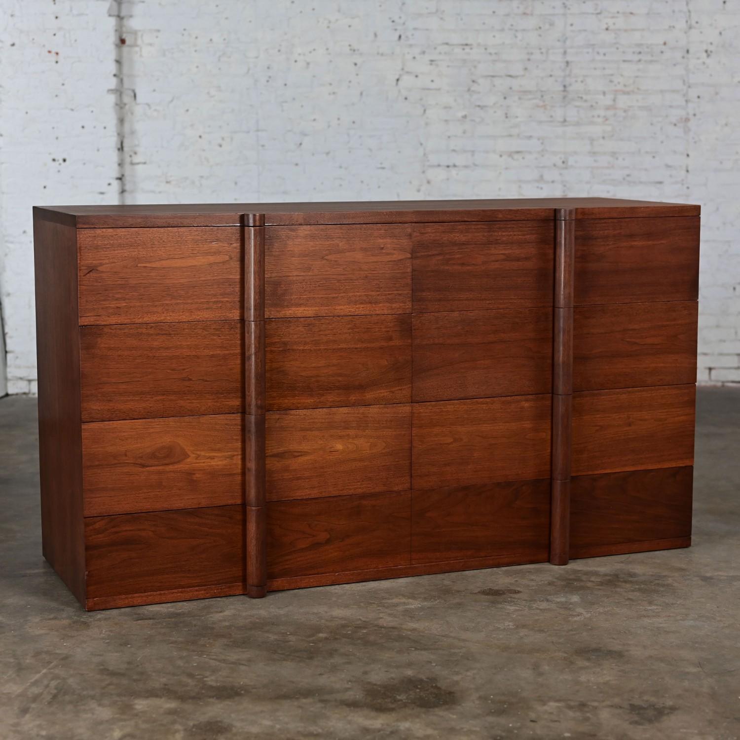 1935 Art Deco Monumental Dresser Sideboard or Chest of Drawers Solid Walnut 15