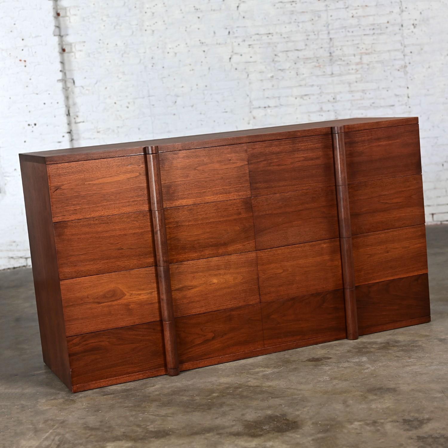 Unknown 1935 Art Deco Monumental Dresser Sideboard or Chest of Drawers Solid Walnut