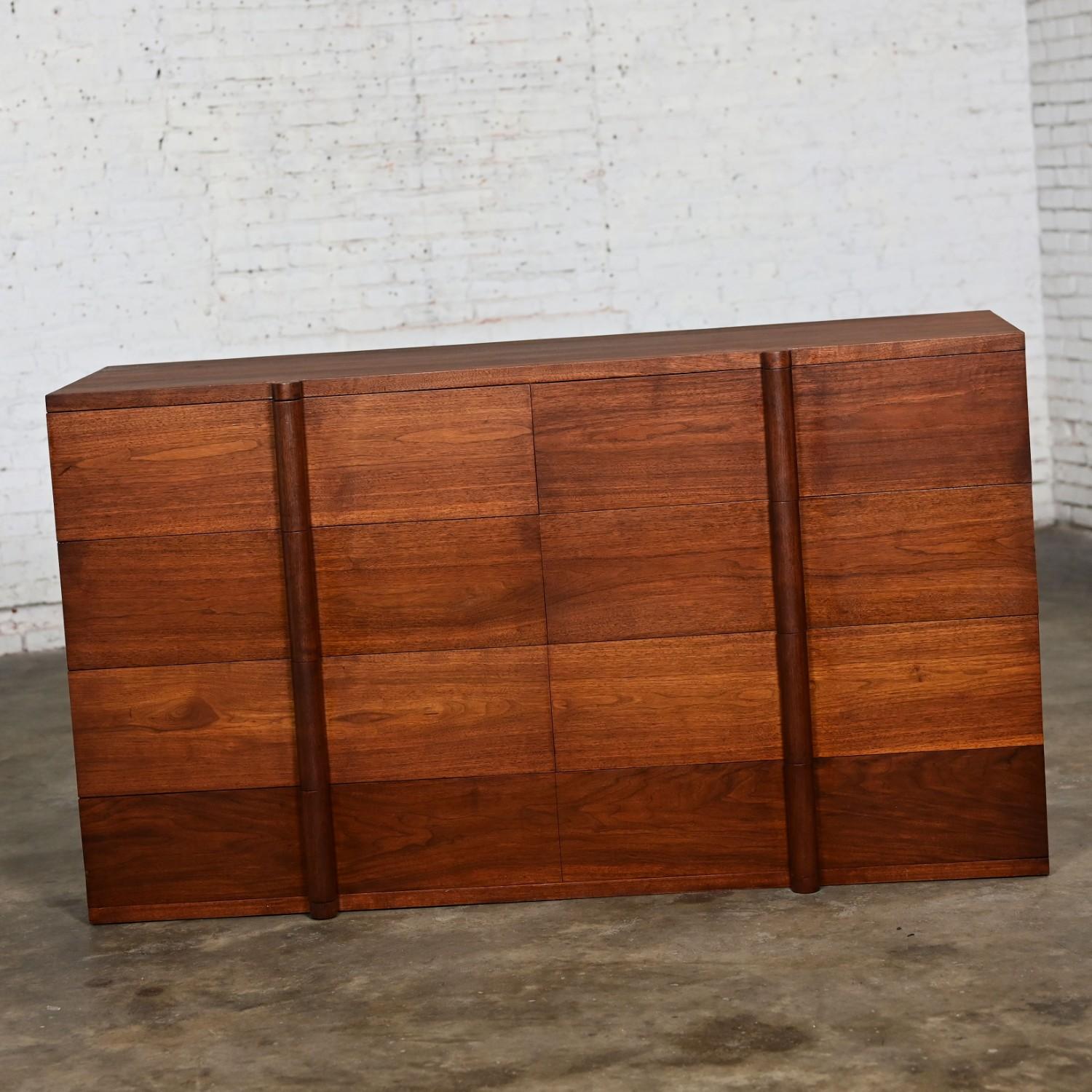 1935 Art Deco Monumental Dresser Sideboard or Chest of Drawers Solid Walnut In Good Condition In Topeka, KS
