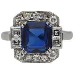 1935 Art Deco Sapphire Diamond Platinum Ring