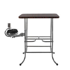 1935 Art Deco Smoking Table, Metal, Bakelite, Macassar Ebony Marquetry - Belgium