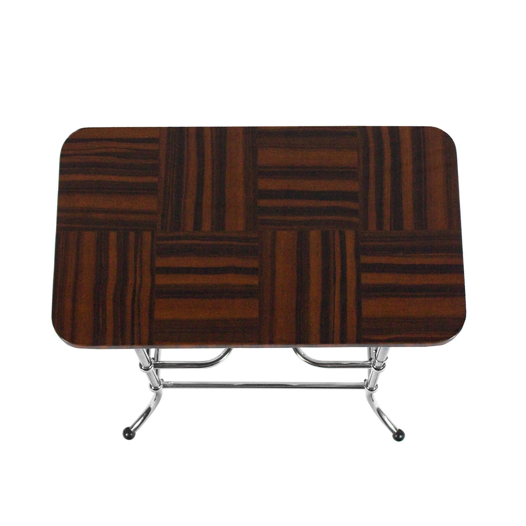 1935 Art Deco Smoking Table, Metal, Bakelite, Macassar Ebony Marquetry - Belgium In Good Condition For Sale In Girona, ES