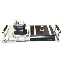 1935 ArtDeco Smokers Set Tray, Cigarette Case w/ Lighter by Ronson