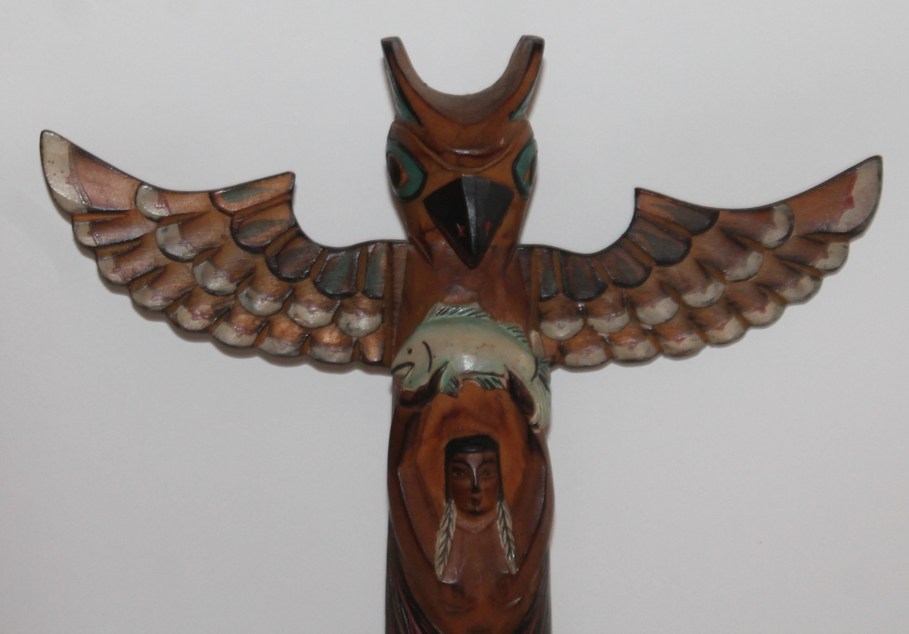 American 1935 Carved and Painted Northwest Coast TOTEM Pole