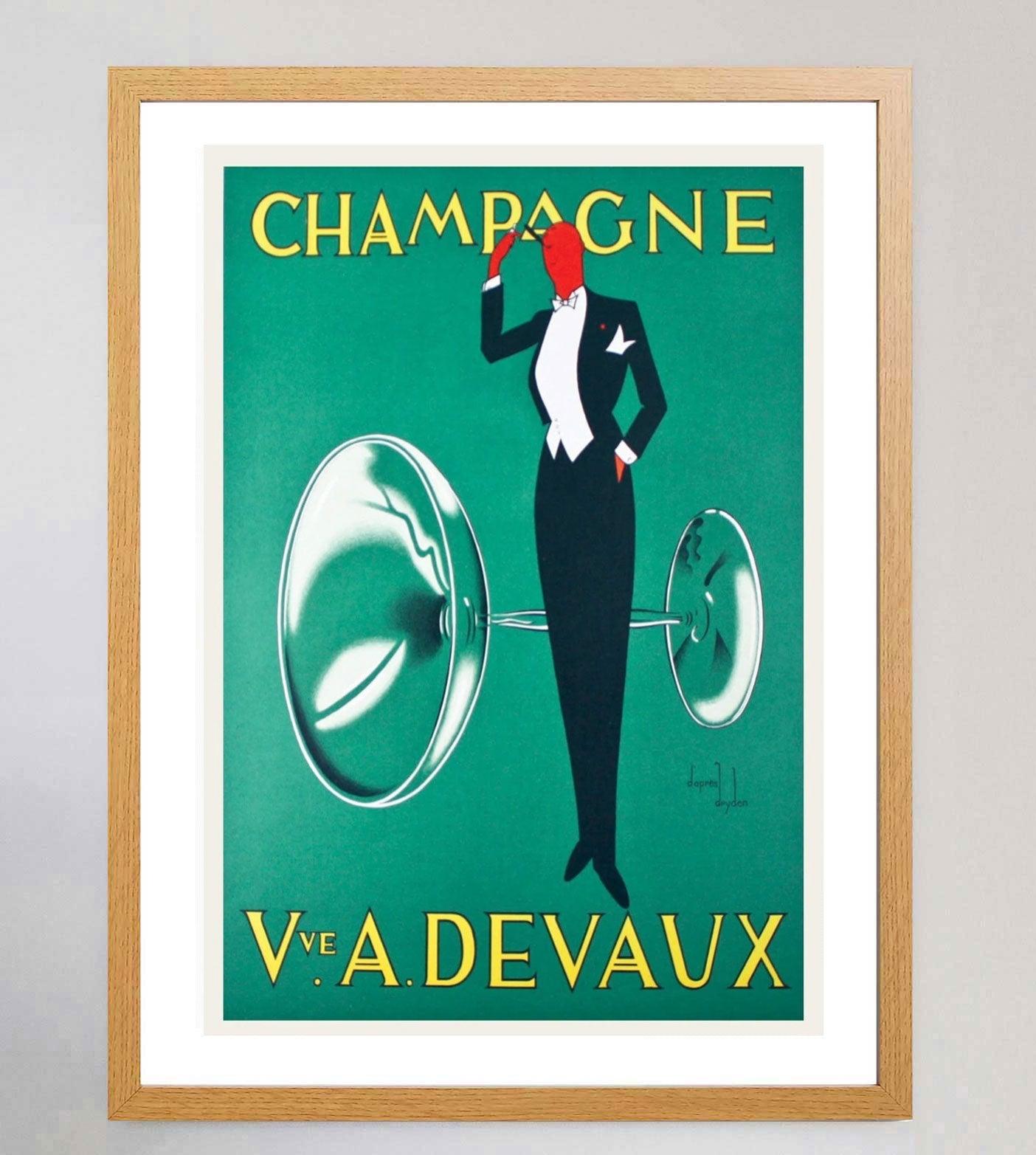 French 1935 Champagne Devaux Original Vintage Poster For Sale