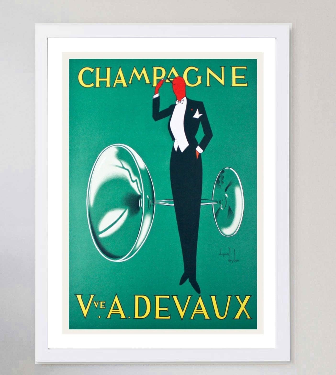1935 Champagne Devaux Original Vintage Poster In Good Condition For Sale In Winchester, GB