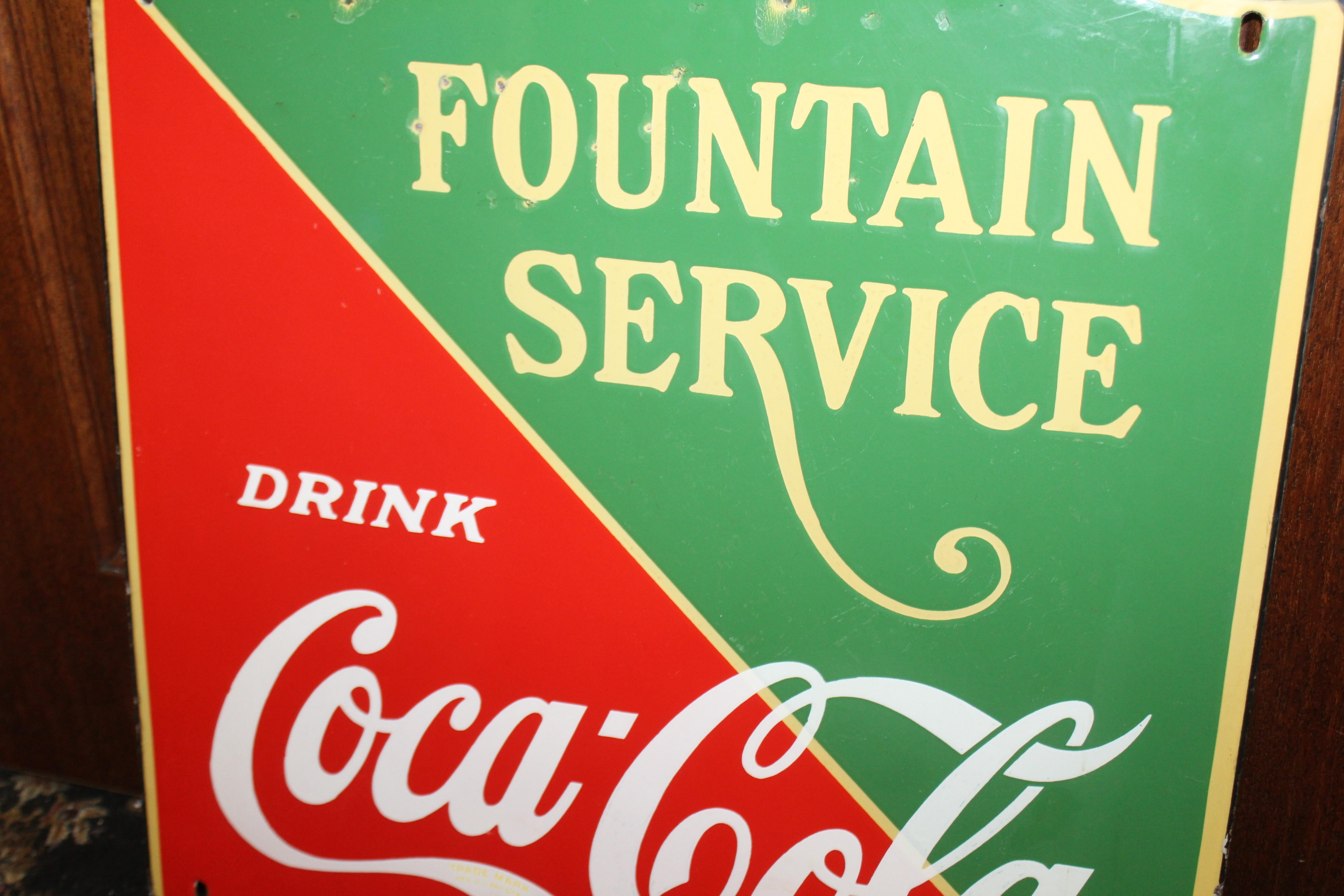 coca cola fountain service sign