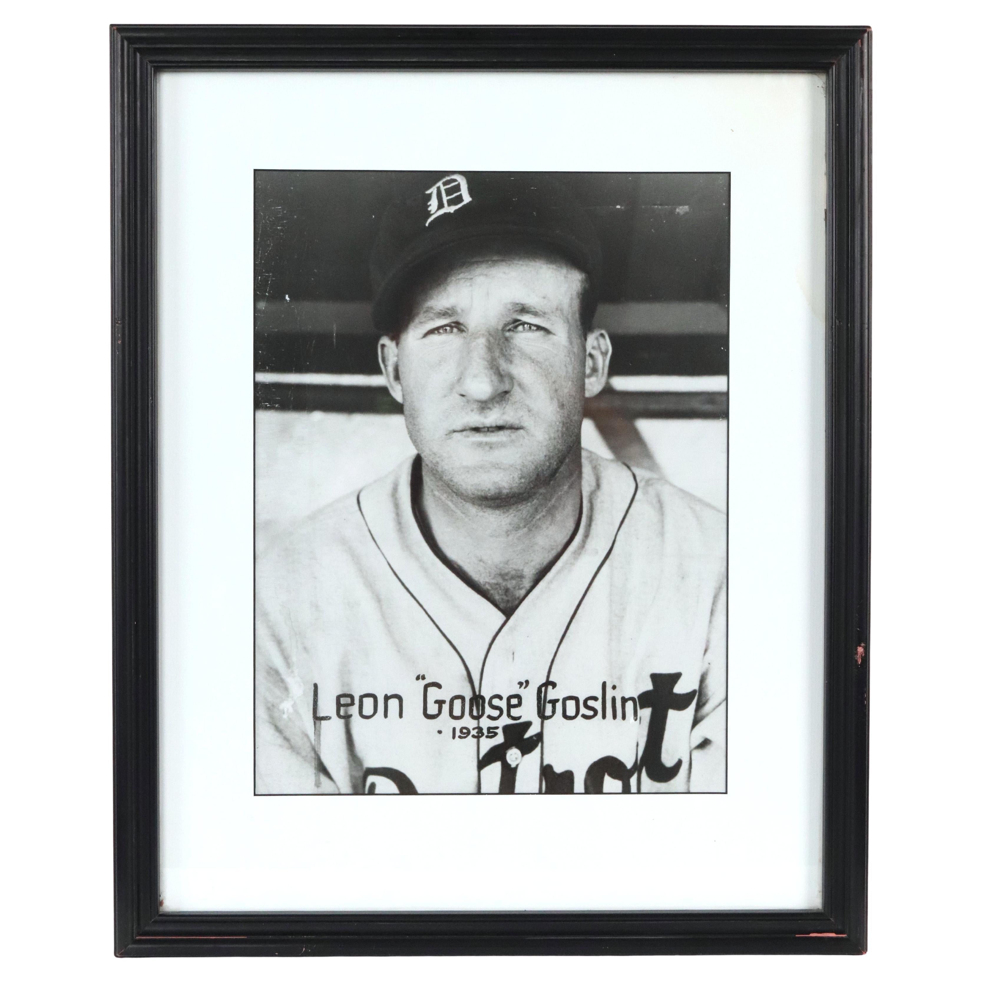 1935 Framed Baseball Player Leon Goose Goslin Photograph
