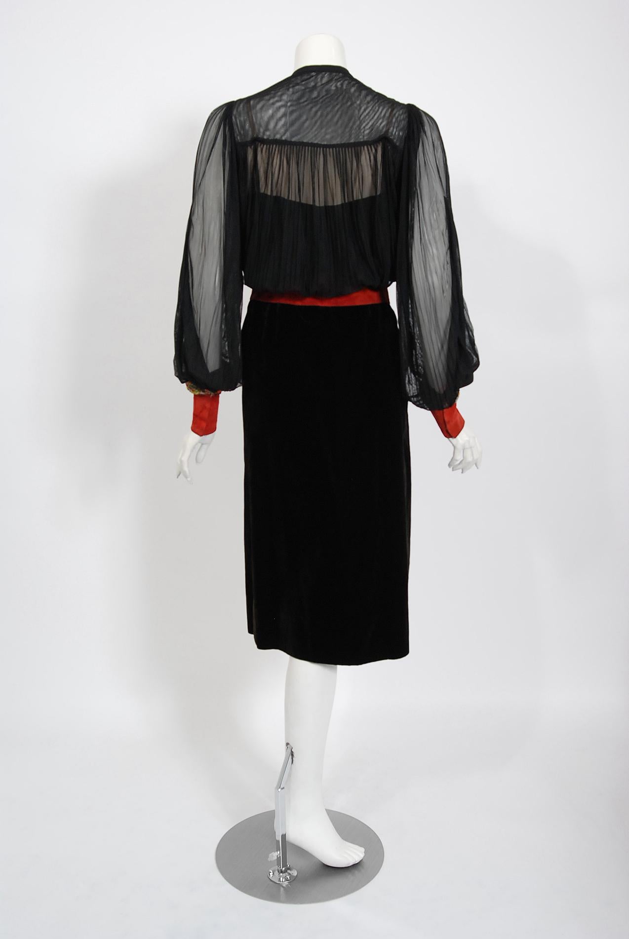 House of Worth - Robe vintage haute couture en velours perlé et soie avec illusion de transparence, années 1930 en vente 2