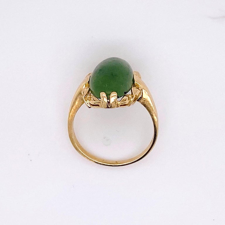1935 Jade Ring, Genuine Nephrite Jade Set in Yellow Gold, Vintage ...