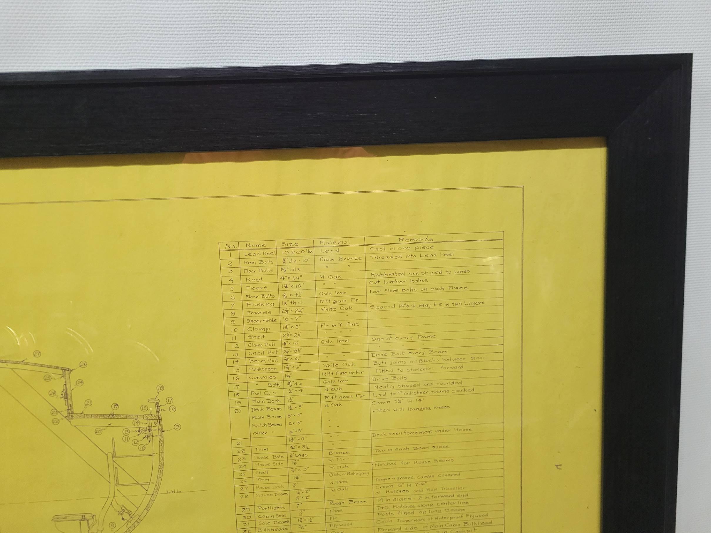 1935 I.L.A. Herreshoff Yacht Blueprints (en anglais) Bon état - En vente à Norwell, MA