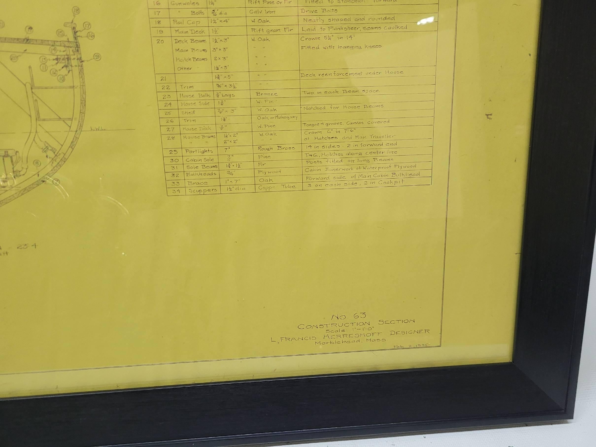 1935 I.L.A. Herreshoff Yacht Blueprints (en anglais) en vente 1