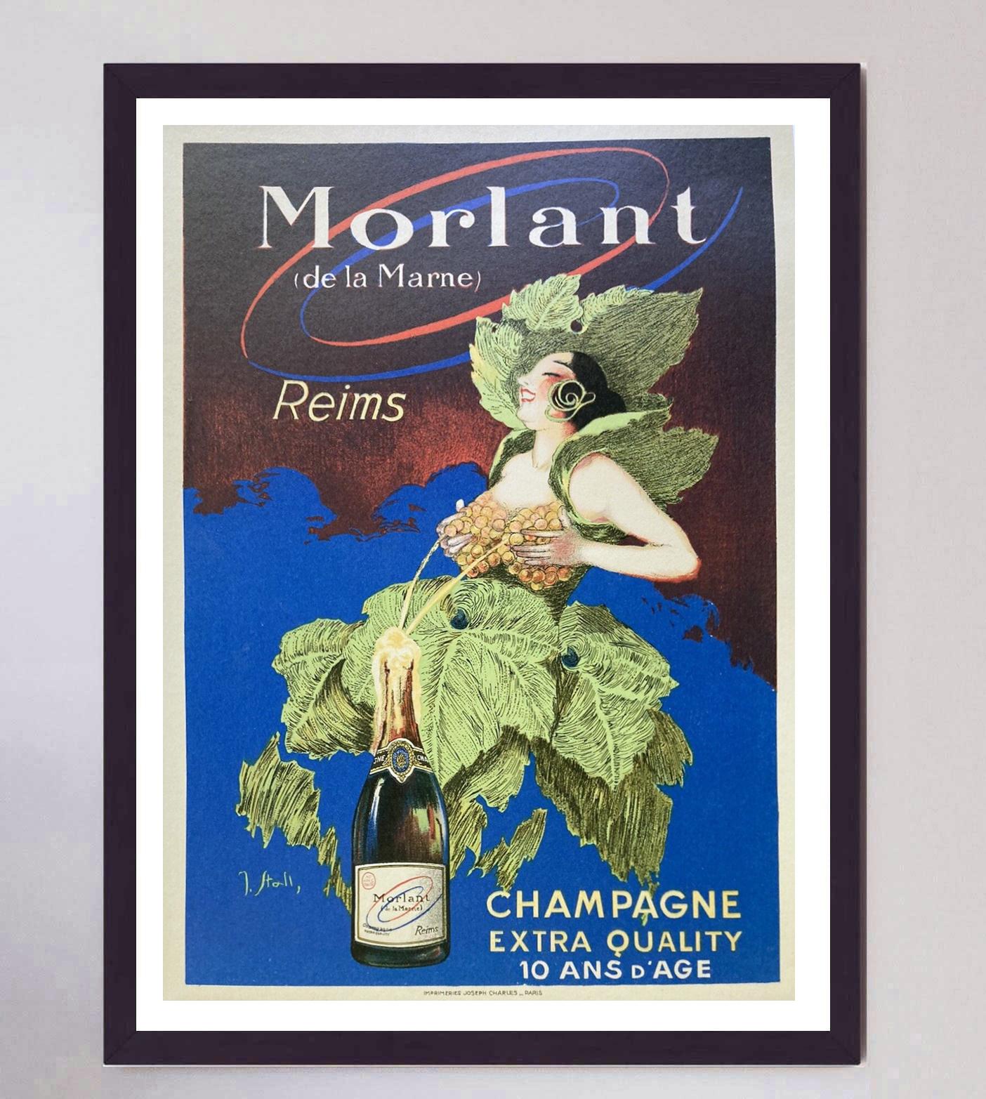 1935 Morlant Champagne Original Vintage Poster In Good Condition For Sale In Winchester, GB