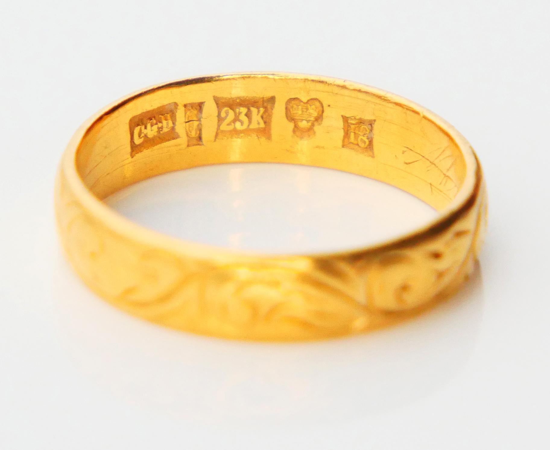 1935 Nordic Wedding Ring solid 23K Gold Ø 5.25 US / 3.3 gr 2