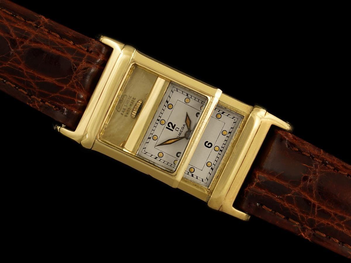 1935 Omega Marine Seltene frühe wasserdichte Uhr mit patentiertem Gehäuse - 14K Gold im Zustand „Gut“ im Angebot in Suwanee, GA
