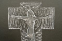 1935 René Lalique Art Deco Statua Crocifisso Cristo in Vetro