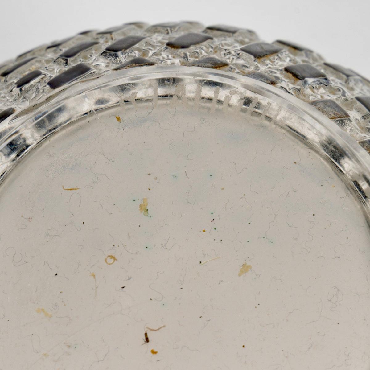 1935 René Lalique Art Deco Vase Damiers Glas mit schwarzer Emaille (Mitte des 20. Jahrhunderts) im Angebot