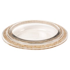 1935 René Lalique, Bowl Plate Dish Charger Ricquewihr Glass with Sepia Patina