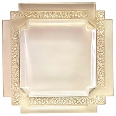 1935 René Lalique Paquerettes Plate Low Bowl Glass with Sepia Patina