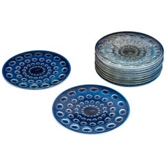 1935 René Lalique Set of 11 Asters Plates in Opalescent Glass