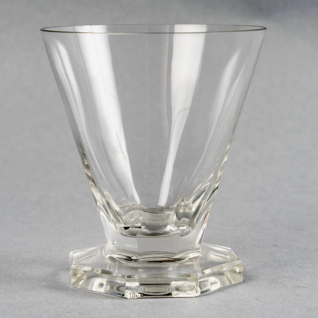 French 1935 René Lalique, Set Quincy Glasses Glass 37 Pieces '36 Glasses, 1 Decanter'