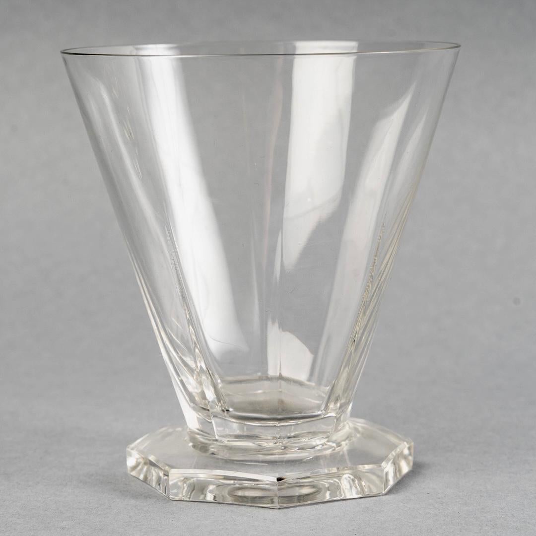 Molded 1935 René Lalique, Set Quincy Glasses Glass 37 Pieces '36 Glasses, 1 Decanter'