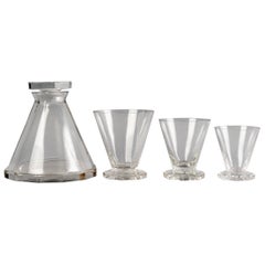 1935 René Lalique, Set Quincy Glasses Glass 37 Pieces '36 Glasses, 1 Decanter'