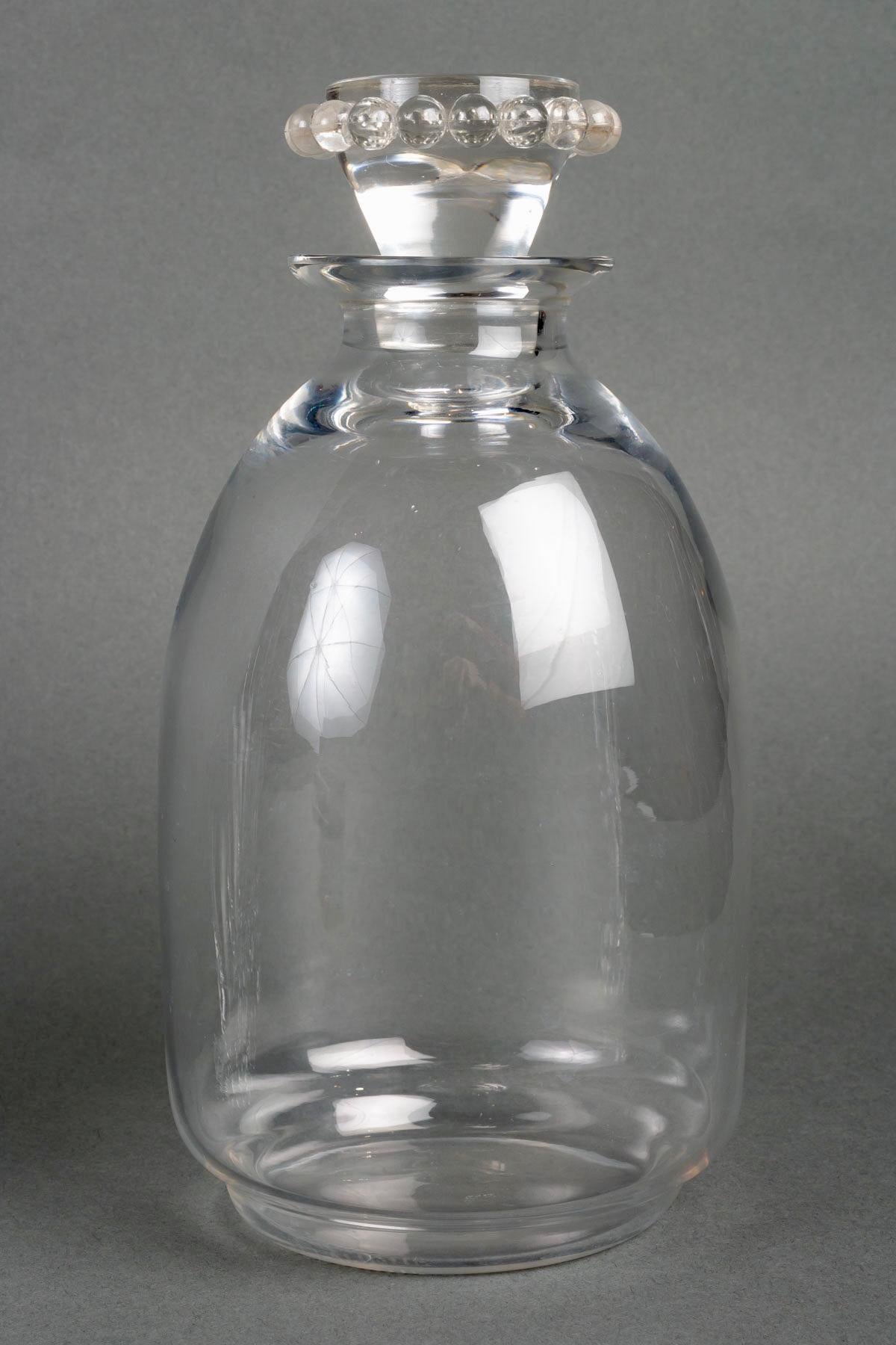 Art Glass 1935 René Lalique, Tablewares Glasses Decanters Boules Glass, 34 Pieces For Sale