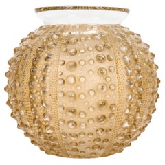 1935 René Lalique Vaso Oursin Urchin in vetro Patina seppia