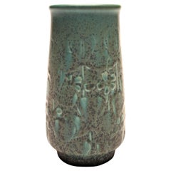 1935 Jarrón Rookwood Azul/Verde Teal Esmaltado Mate Con Relieve Floral Bien Formado