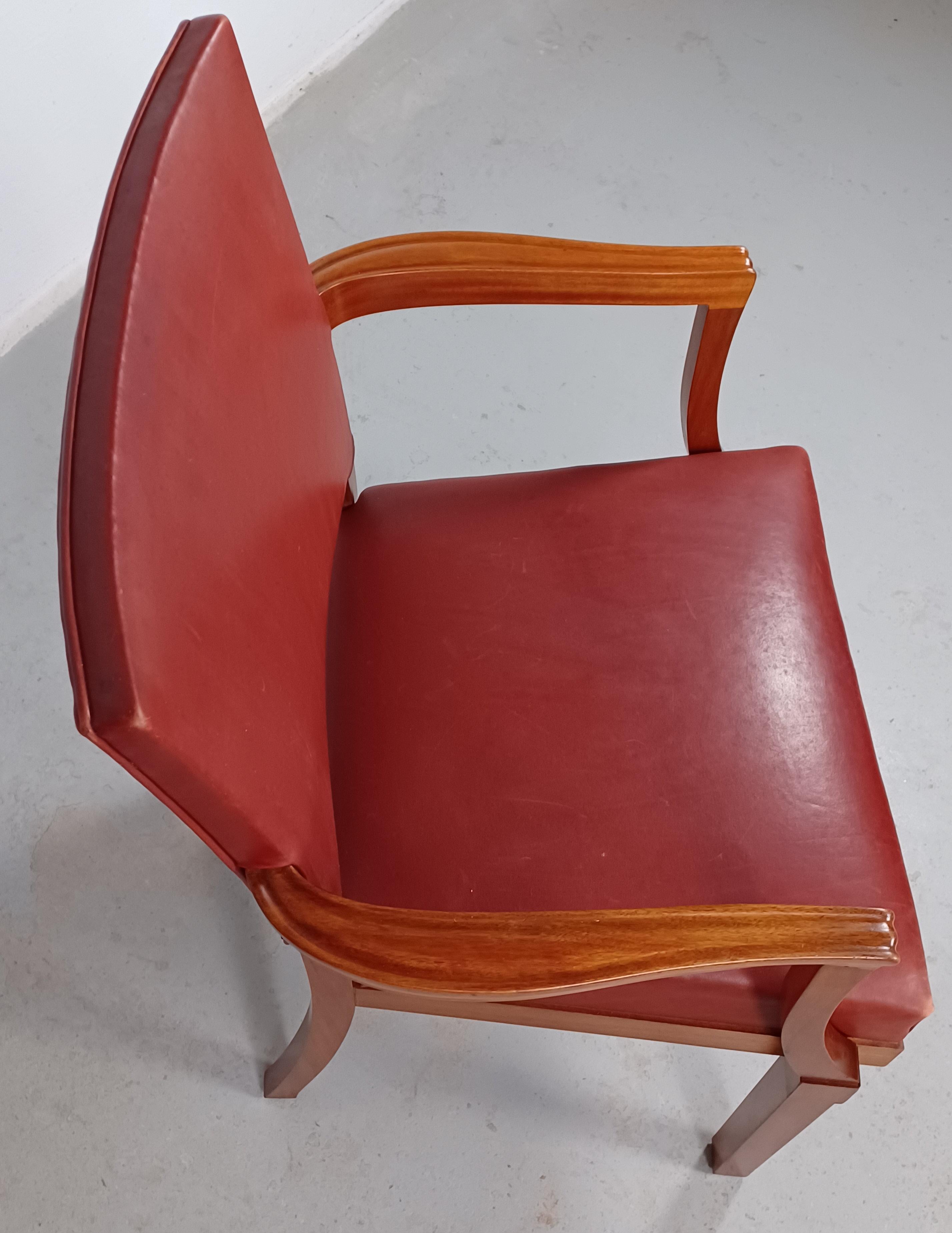 1935 Set of Two Restored Kaare Klint Barcelona or The Red Chair by Rud Rasmussen For Sale 5