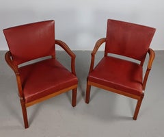 1935 Set of Two Restored Kaare Klint Barcelona or The Red Chair by Rud Rasmussen
