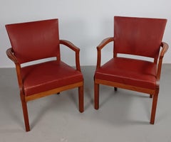 1935 Set of Two Restored Kaare Klint Barcelona or The Red Chair by Rud Rasmussen