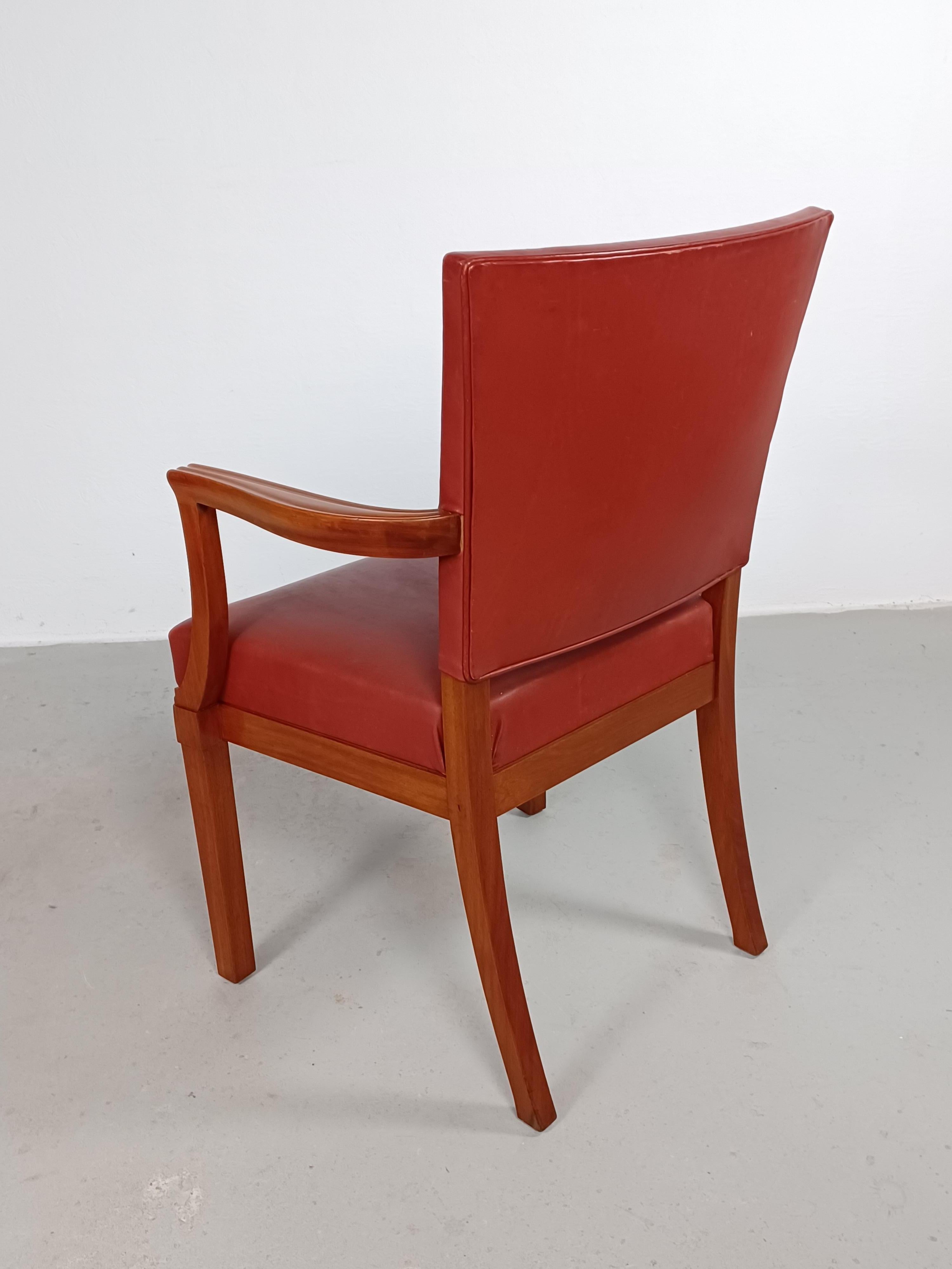 Leather 1935 Set of Two Restored Kaare Klint Barcelona or The Red Chair by Rud Rasmussen For Sale
