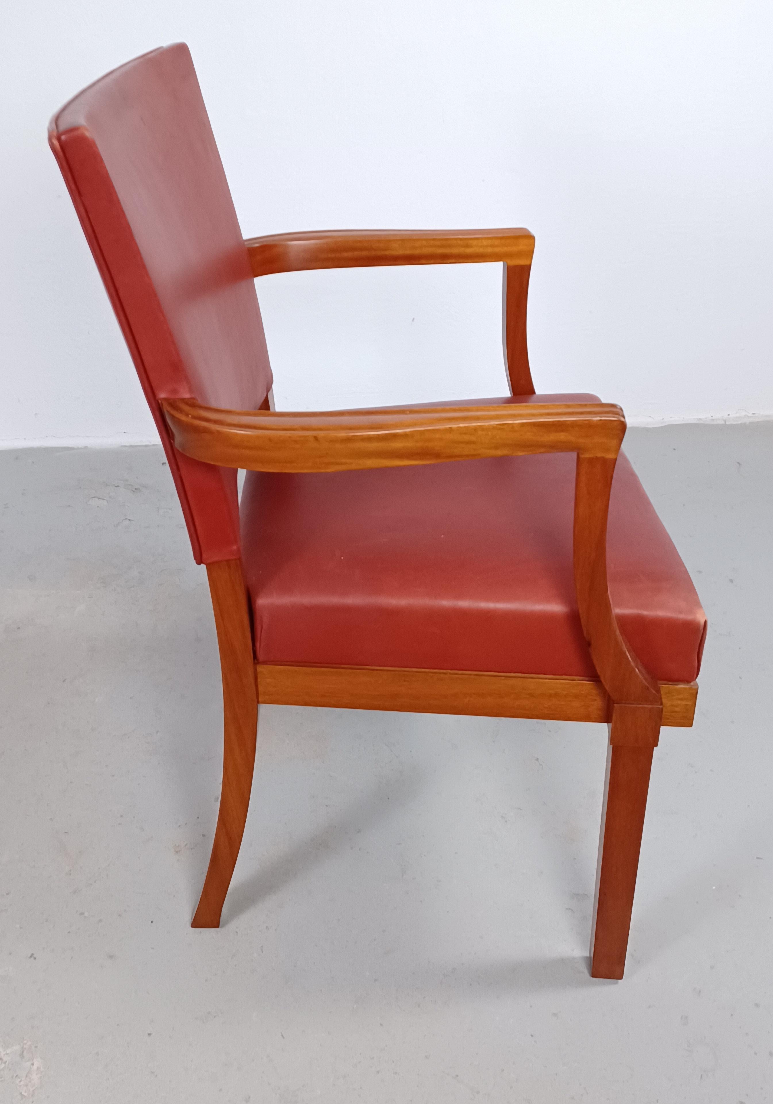 1935 Set of Two Restored Kaare Klint Barcelona or The Red Chair by Rud Rasmussen For Sale 2