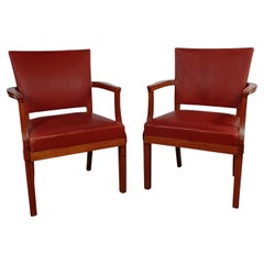 1935 Set of Two Restored Kaare Klint Barcelona or The Red Chair by Rud Rasmussen
