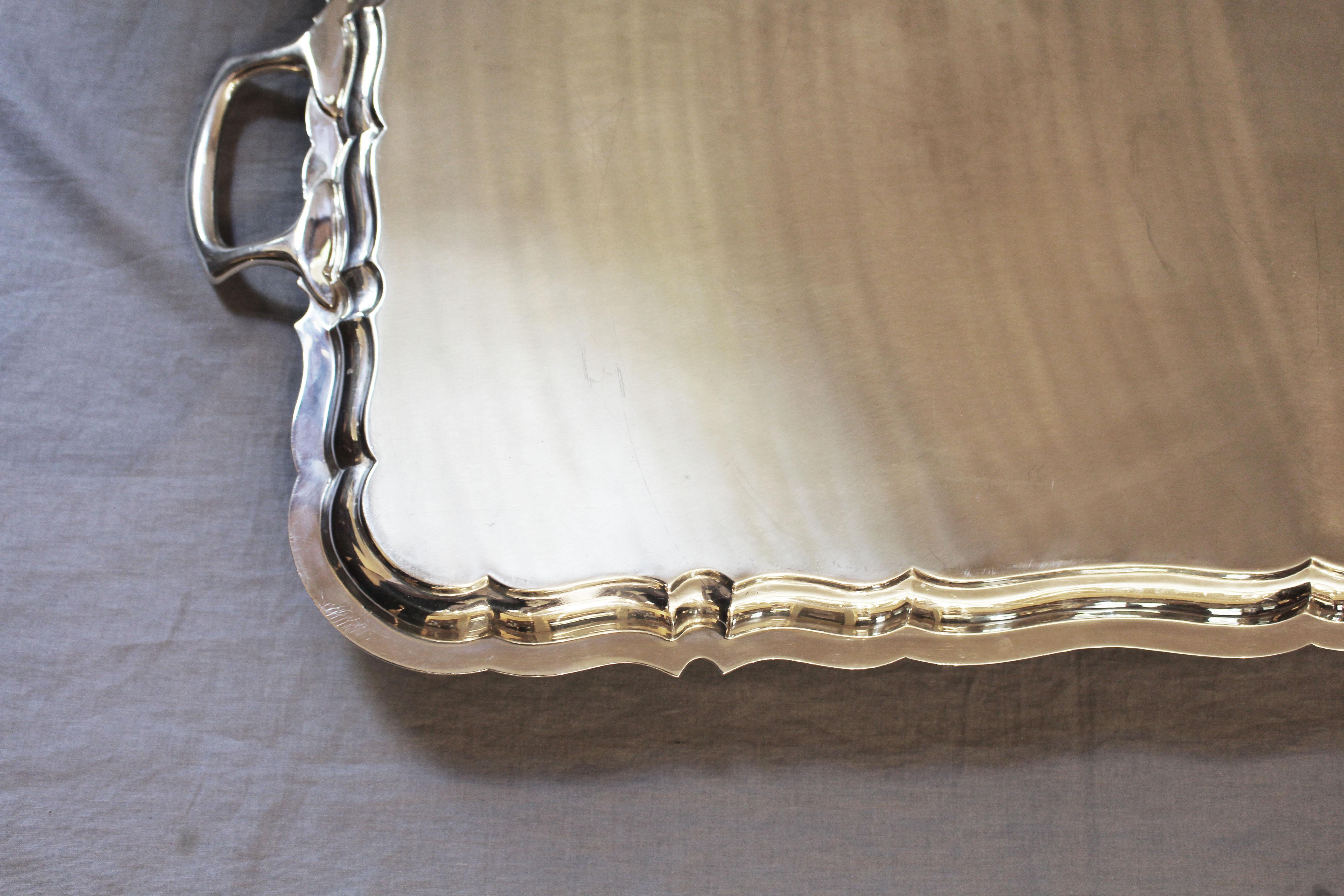English 1935 Sterling Silver Tea Tray by Harrison Brothers & Howson For Sale