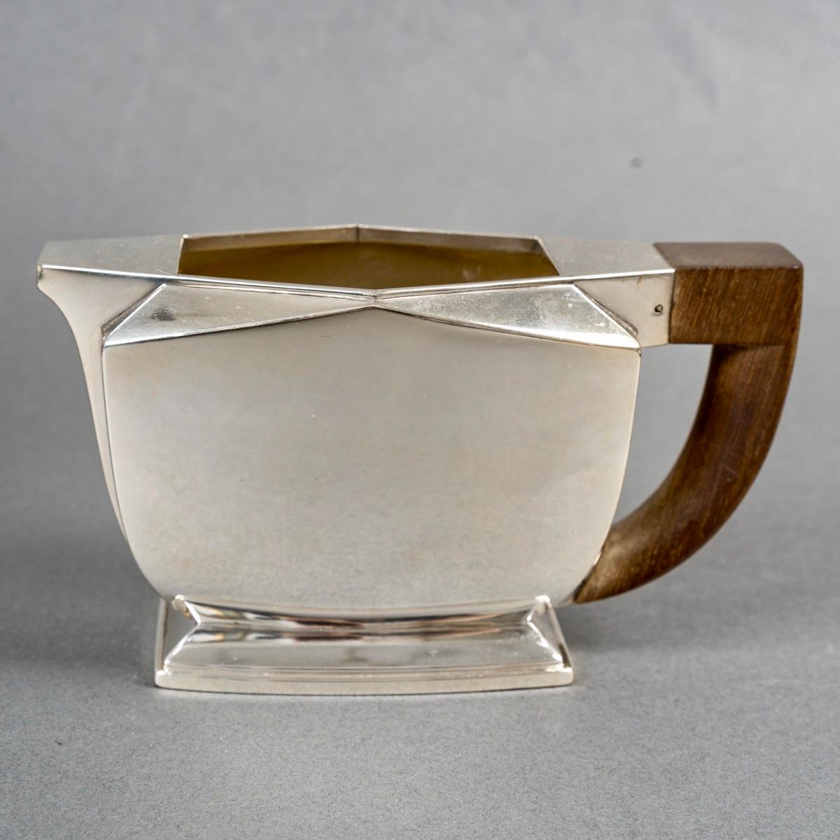 1935 Tetard Frères - Servizio da tè e caffè in argento e palissandro in vendita 7